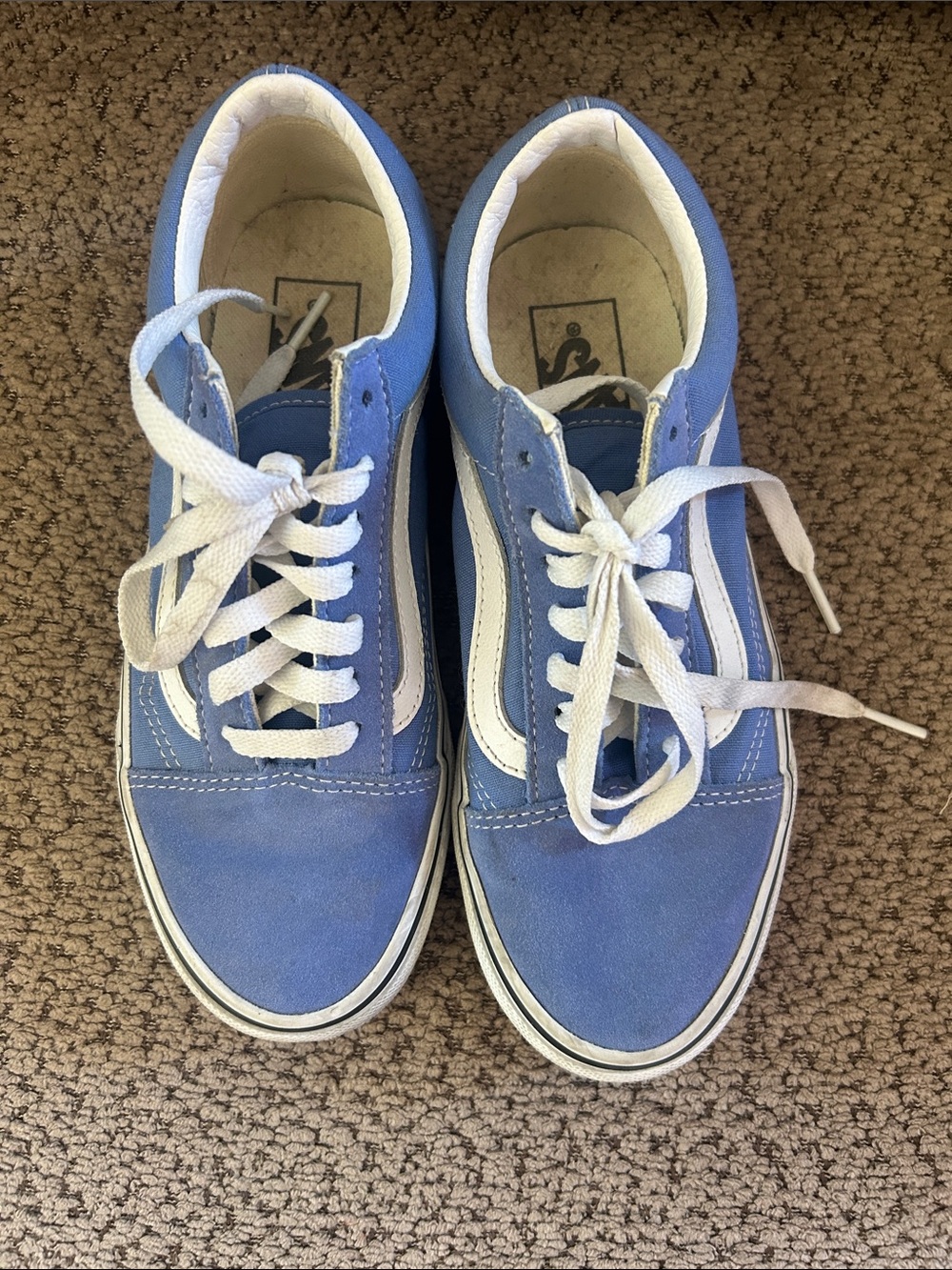 Vans Kids Light Blue Lace-Up Skate Shoes with White Sidestripe